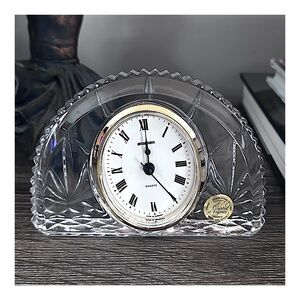 STAIGER GERMANY Vintage Fine 24% Lead Clear Crystal Mantel Clock 6”